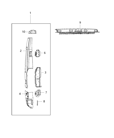 2018 Ram ProMaster 1500 Bracket Hinge Reinforcement Diagram for 68134357AA