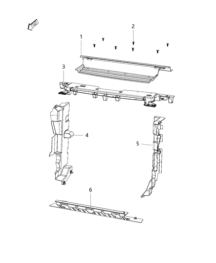 2020 Jeep Cherokee Radiator Seals, Shields, & Baffles Diagram 2 - Thumbnail