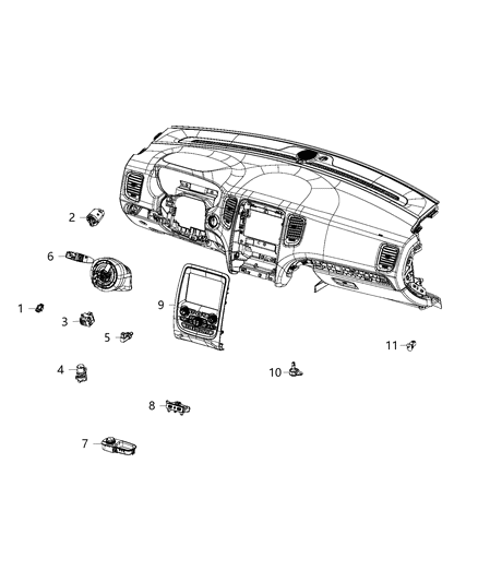 2020 Dodge Durango Fuel Door Switch, Front Diagram for 68164107AA