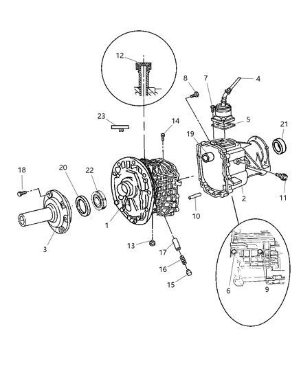 2002 Dodge Ram 1500 Case Transmission Rear Diagram for 5014483AA