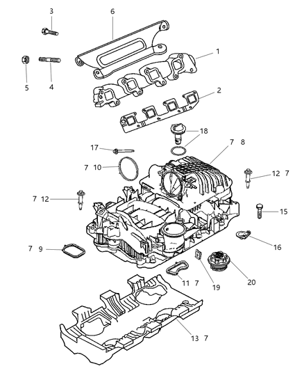 2005 Dodge Ram 2500 Manifold Package Intake Diagram for 5127193AD
