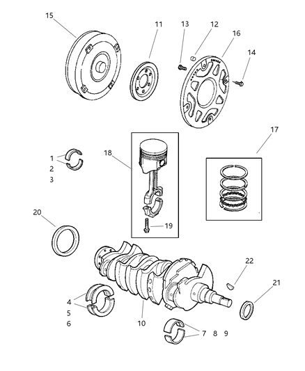 1999 Dodge Neon Crankshaft , Piston , Driveplate Diagram 1 - Thumbnail