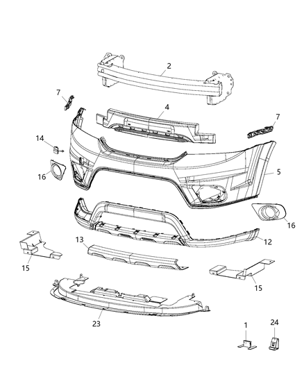 2019 Dodge Journey Fascia, Front Diagram 3 - Thumbnail