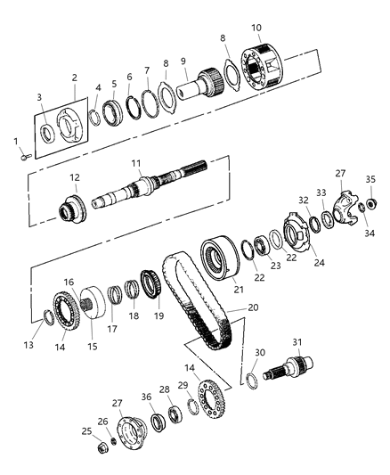 2000 Jeep Grand Cherokee Gear Train of Transfer Case Model Diagram 2 - Thumbnail