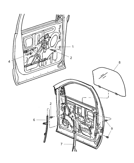 2005 Dodge Ram 2500 Door, Front Glass & Regulator Diagram