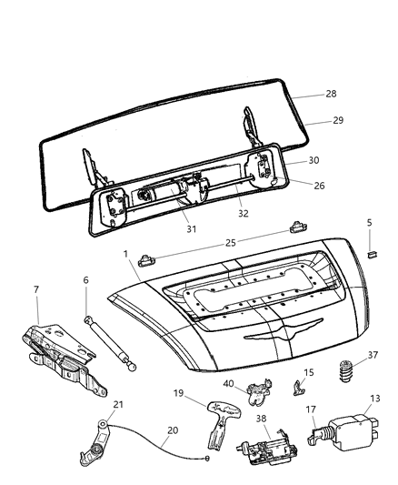2005 Chrysler Crossfire Screw Hexagon Flange Head M6X1.00X20 License Plate Screws Diagram for 6104181AA