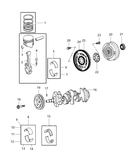 2007 Dodge Avenger Piston Ring Set Diagram for 4897027AB