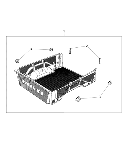 2016 Ram 1500 Bedliner Kit Under Rail 8.0 Foot Conventional Diagram for 82214982AC