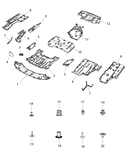2017 Chrysler Pacifica Cover Shield Diagram for 68227432AB