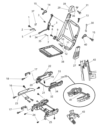 2004 Chrysler Sebring Headrest Sleeve, Gray, Front Diagram for QX121DVAA