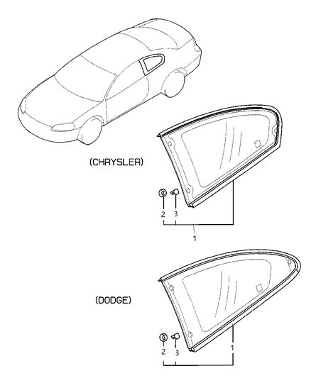 2004 Dodge Stratus Coupe Quarter Glass Diagram