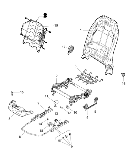 2019 Jeep Renegade Seat Frame, Front Driver Side Diagram for 68449820AA