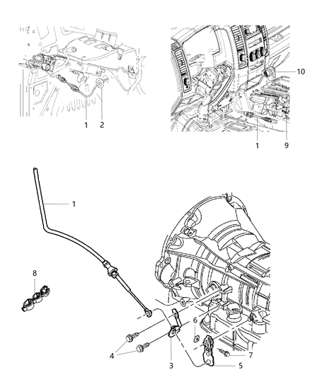 2014 Ram 1500 Bracket Shift Cable Diagram for 52104371AI