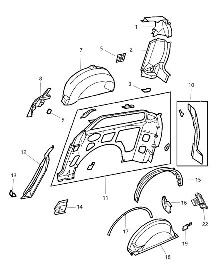 1998 Dodge Caravan Quarter Panel With Sliding Door Diagram 1 - Thumbnail