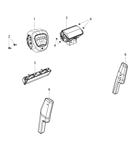 2020 Dodge Charger Driver Inflator Module, Driver Side Diagram for 1ZZ44DX9AH