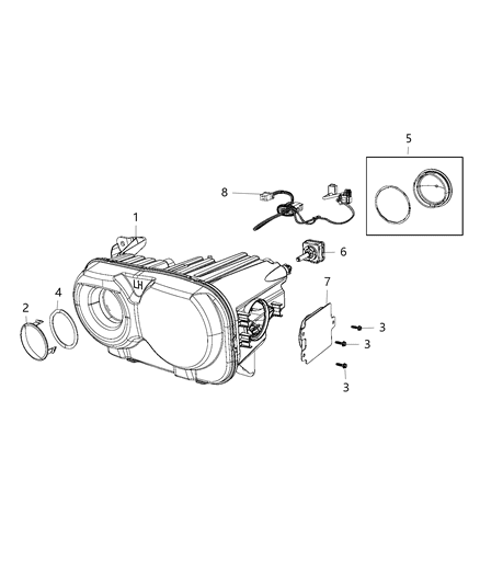 2020 Dodge Challenger Headlamp Left Side Diagram for 68384443AB