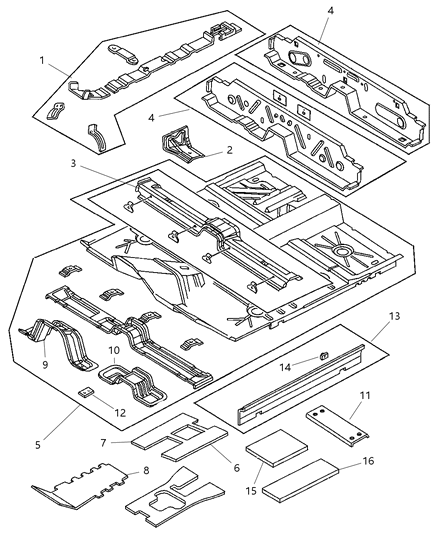 1998 Dodge Neon Pan Floor Diagram for 4897795AA