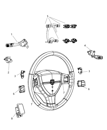 2011 Ram 3500 Cab Chassis Switches - Steering Column & Wheel Diagram