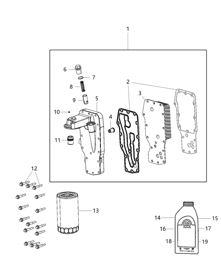2019 Ram 2500 Engine Oil, Engine Oil Filter, Adapter/Cooler And Splashguard Diagram 2 - Thumbnail