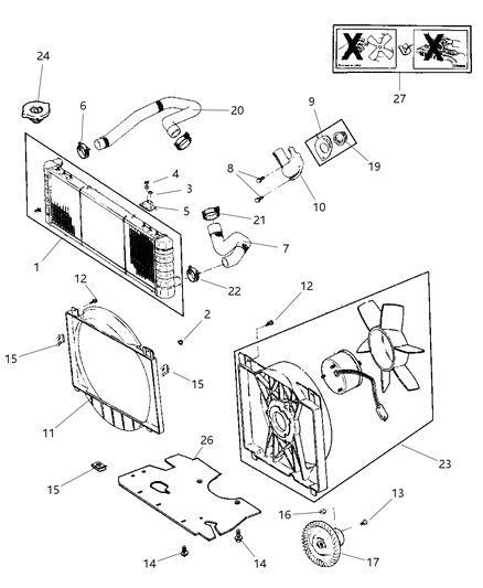 2000 Jeep Cherokee Radiator Diagram for 5191929AA
