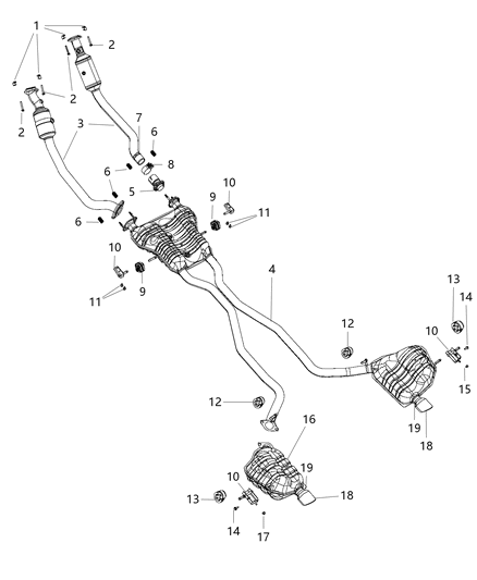 2016 Jeep Grand Cherokee Muffler & Pipe Diagram for 68276656AA