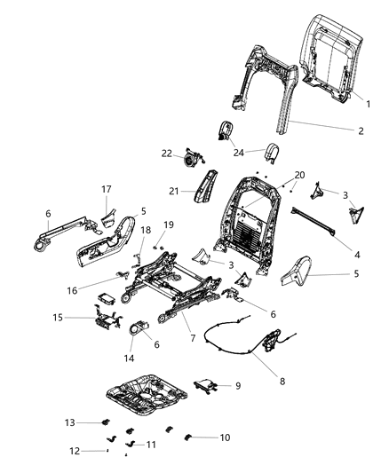 2012 Jeep Grand Cherokee Panel Front Seat Back Diagram for 1UP04DX9AB