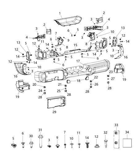 2021 Jeep Wrangler Bumper, Rear Diagram 4 - Thumbnail