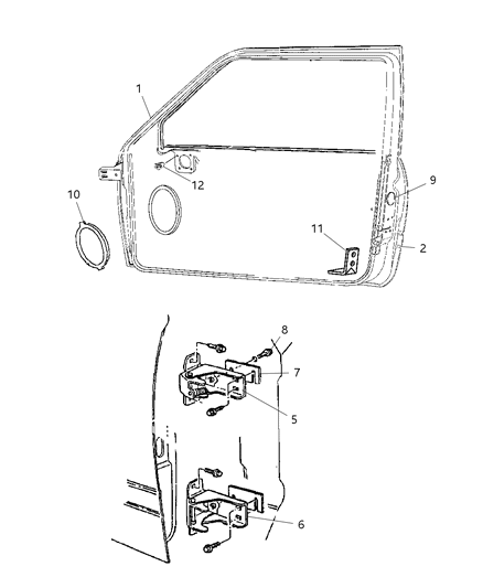 2001 Dodge Ram 1500 Door Front Diagram for 55023572AE