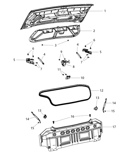 2014 Dodge Challenger Latch Deck Lid Diagram for 4589217AC