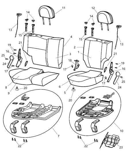 2003 Jeep Grand Cherokee Seat Cushion, Sandstone, Rear Driver Side Diagram for XR891T5AA