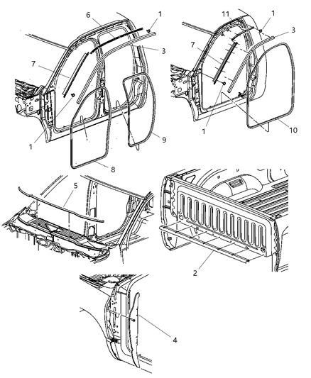 2011 Dodge Dakota Drip Molding Diagram for 55112028AC