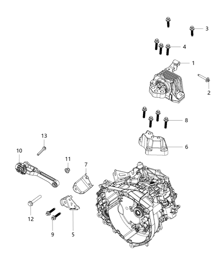 2020 Jeep Cherokee Bracket Engine Mount Diagram for 68257201AB