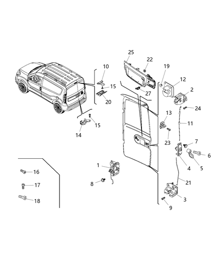 2020 Ram ProMaster City Lock Screw, Rear Driver Side Diagram for 68465942AA