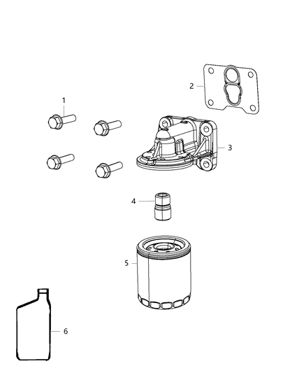 2020 Dodge Journey Engine Oil, Engine Oil Filter, Adapter/Cooler And Splashguard Diagram