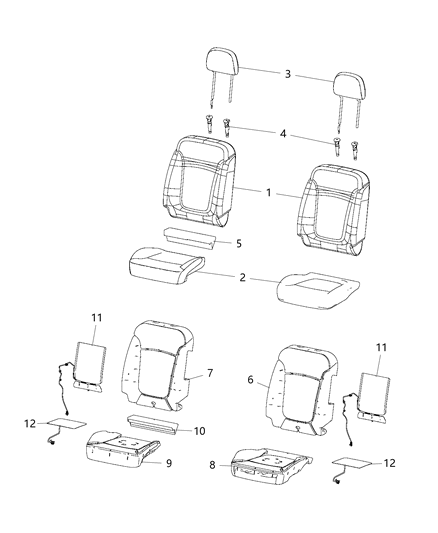 2017 Jeep Renegade Foam Seat Back Front Left Diagram for 68320786AA
