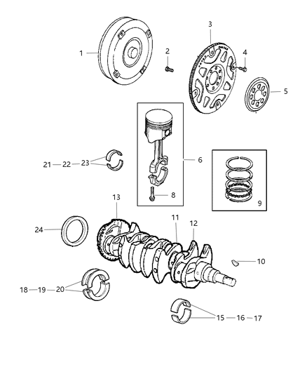 2005 Chrysler PT Cruiser Crankshaft , Piston , Torque Converter And Drive Plate Diagram 3 - Thumbnail