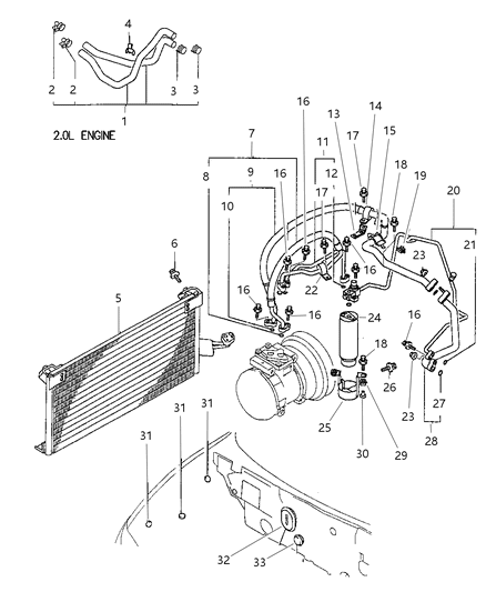 1997 Dodge Avenger Condenser, Plumbing And Hoses Diagram 3 - Thumbnail