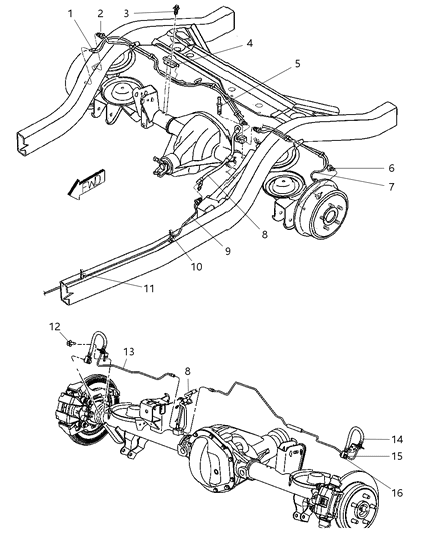 2003 Jeep Wrangler Brake Lines & Hoses, Rear Diagram 2 - Thumbnail