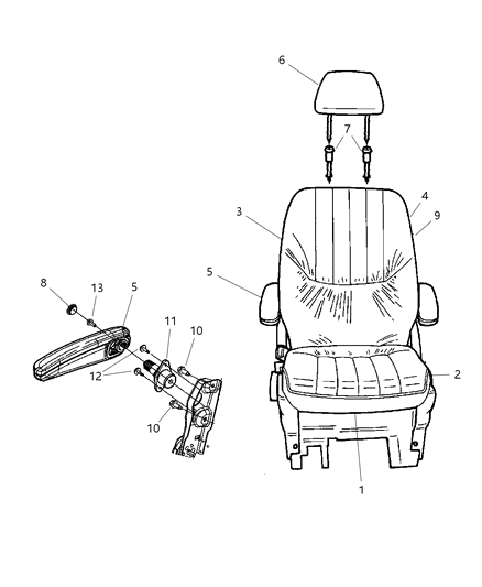 2005 Dodge Grand Caravan Cover And Pad Cushion Diagram for 1CA471D1AA