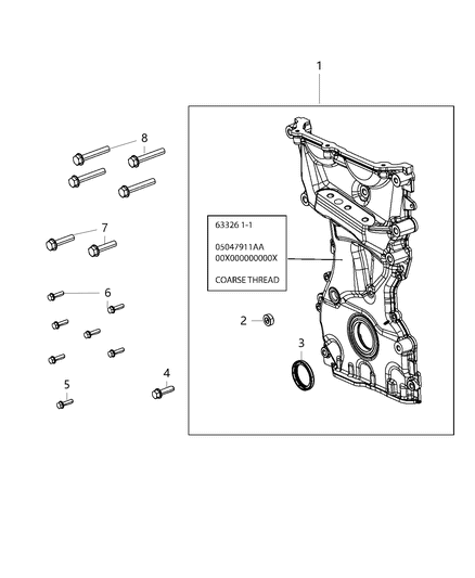 2013 Dodge Dart Timing Cover Diagram for 5047334AC