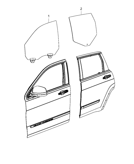 2013 Jeep Grand Cherokee Glass Front Door Diagram for 68068671AC