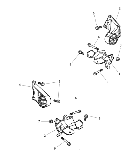 2004 Jeep Grand Cherokee Engine Mounting, Front Diagram 1 - Thumbnail