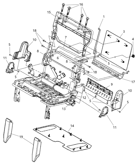 2008 Chrysler Town & Country Seat Frame, Rear Passenger Side Diagram for 68028749AA