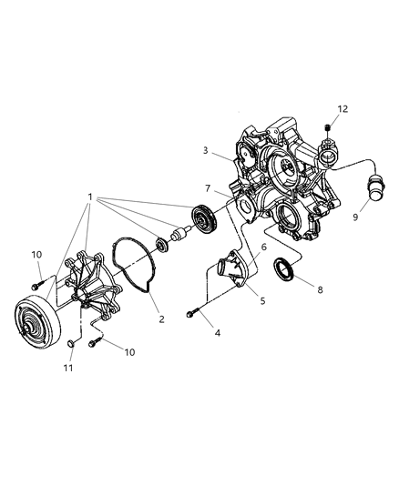 2007 Chrysler Aspen Water Pump & Related Parts Diagram 1 - Thumbnail