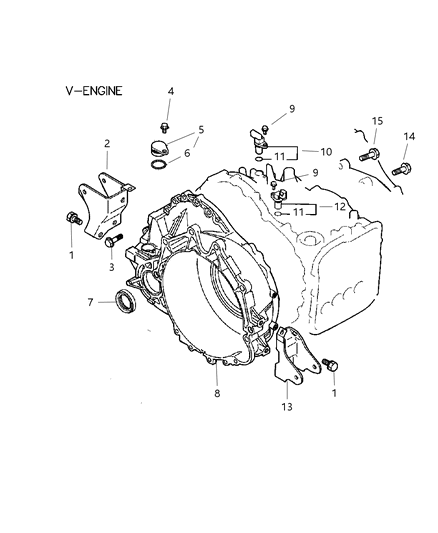 2005 Chrysler Sebring Coupe Torque Converter Housing & Related Parts Diagram 1 - Thumbnail