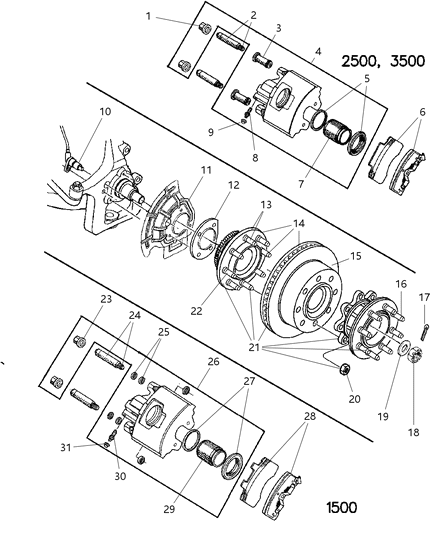 1999 Dodge Ram 2500 Regular Cab Front Brakes Diagram 2 - Thumbnail