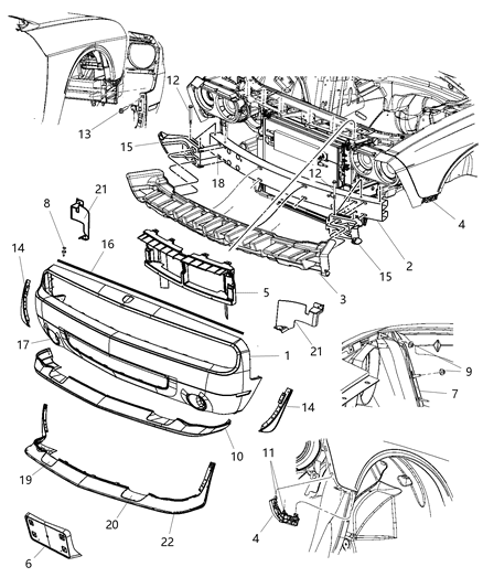 2010 Dodge Challenger Lamp Cover, Front Diagram for 4806184AA