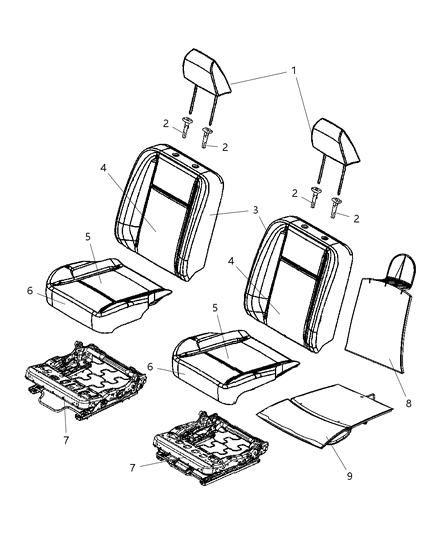 2011 Ram 3500 Pickup Front Seat - Bucket Diagram 1 - Thumbnail