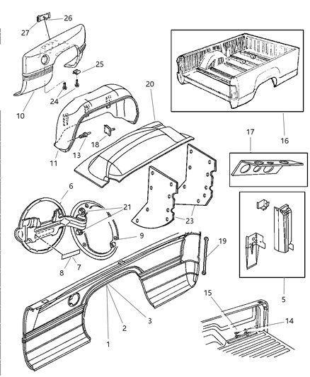 1997 Dodge Ram 3500 Panel, Inner, Serviced Assembly Inner & Outer Complete Diagram for 4856381