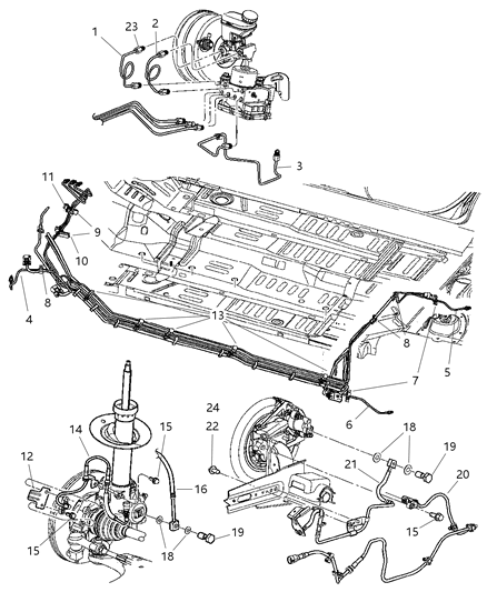 2004 Chrysler PT Cruiser Tube Brake Primary Diagram for 4509780AB
